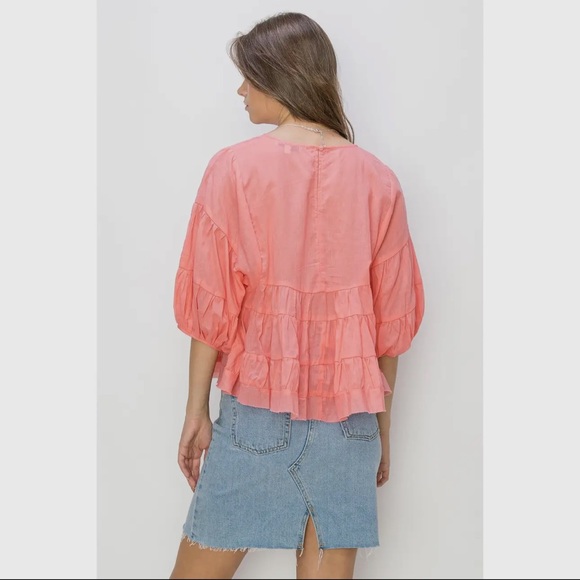 20 BEAUTIFUL SHORT SLEEVE BABYDOLL BLOUSE - Picture 4 of 6